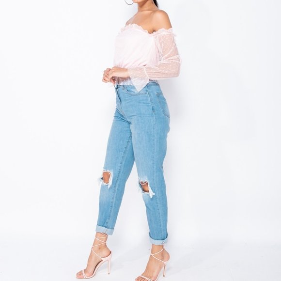 Theodora High Rise Distressed Mom Jeans - Picture 3 of 8